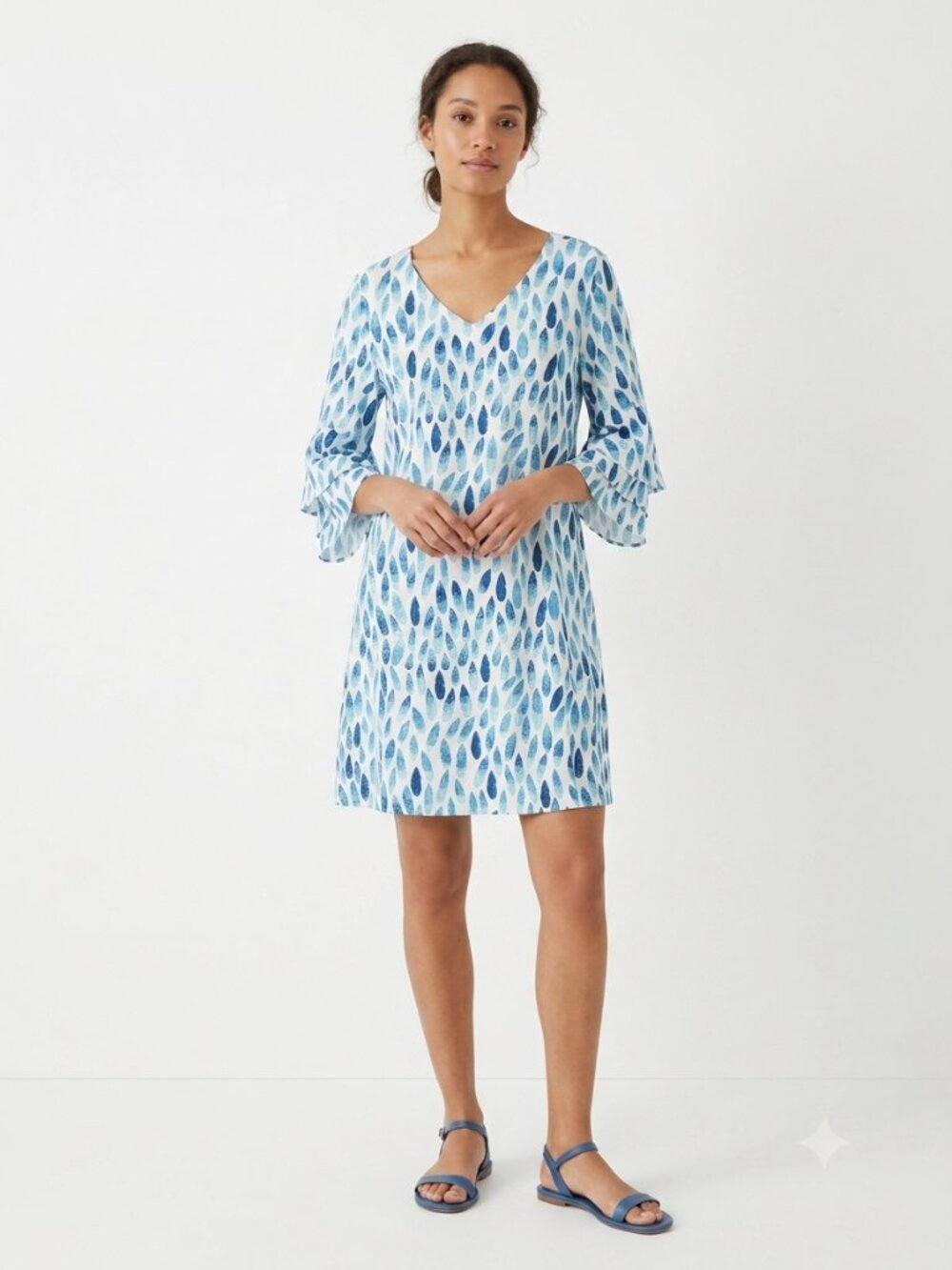 Made with Love Dress Blue Abstract Boho Shift Festival L NWT